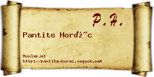 Pantits Horác névjegykártya